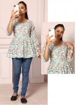 Cotton Multi Colour Casual Wear Printed Readymade Top